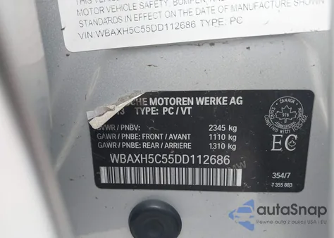 2013 BMW 528I xDrive from USA, damaged, VIN WBAXH5C55DD112686